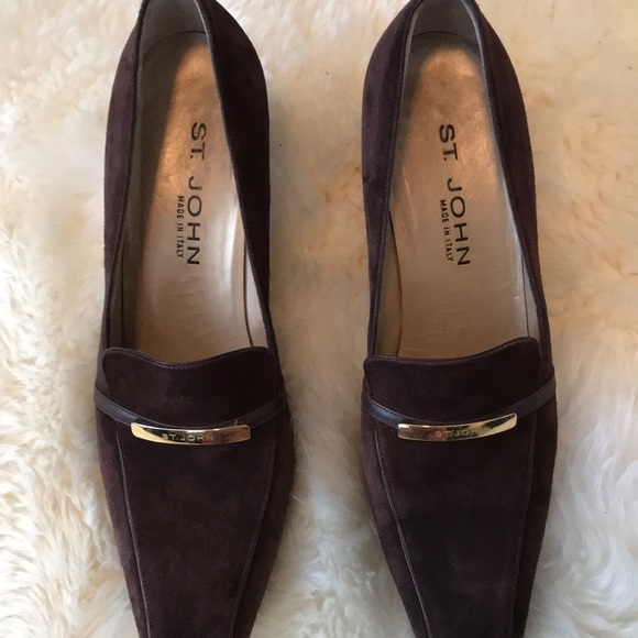 St. John Italian Suede Heels 9.5 Brown - Picture 2 of 4
